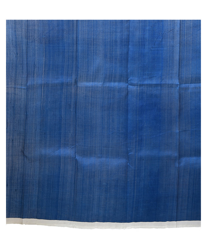 Navy blue silk bengal hand block print saree