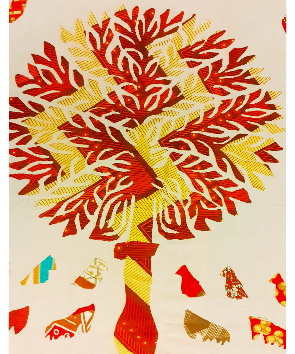 Multi colour handmade applique tree of life cotton double bedcover