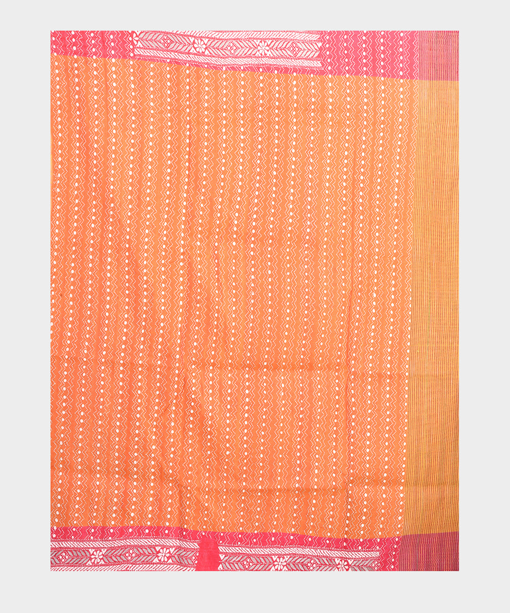 Mustard and pink hand embroidery kantha stitch silk saree