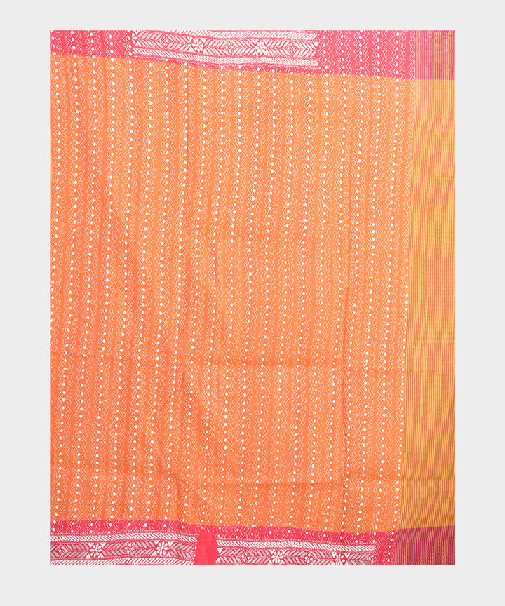 Mustard and pink hand embroidery kantha stitch silk saree