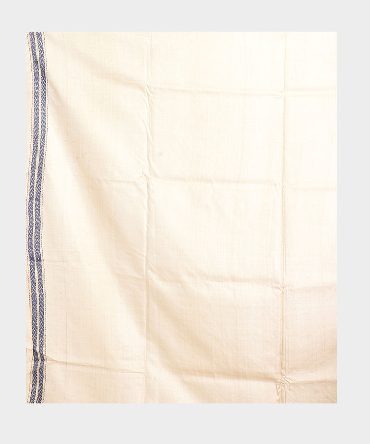 Beige multicolor kantha stitch hand embroidery tussar silk saree