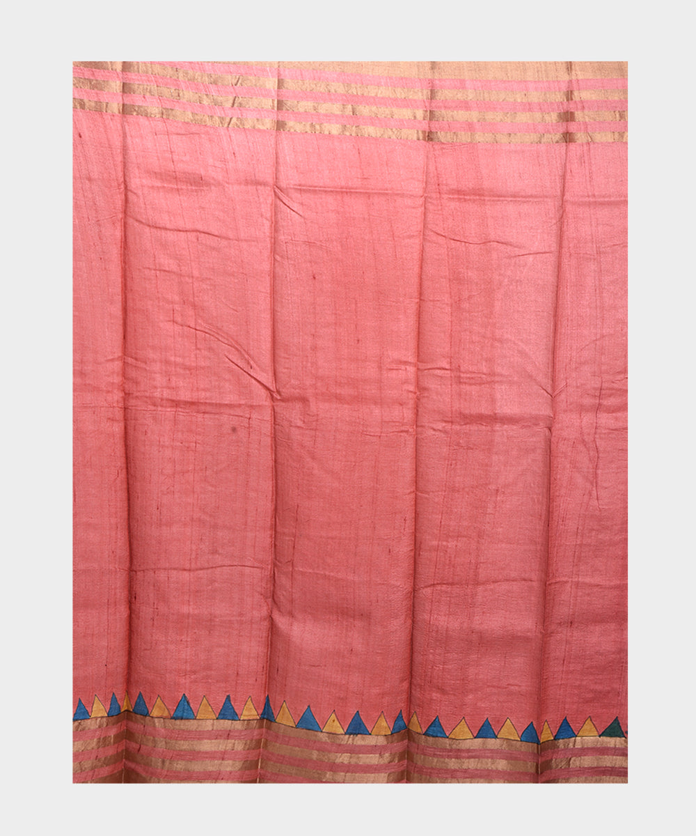 Blue hand painted kalamkari tussar silk saree