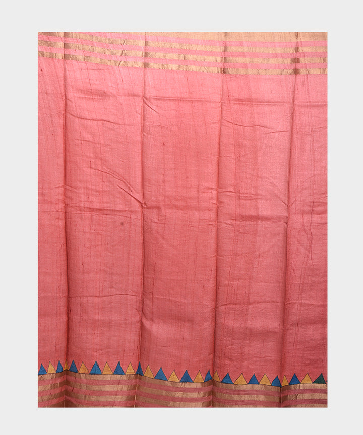 Blue hand painted kalamkari tussar silk saree