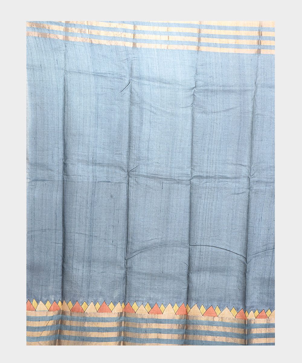 Brown hand painted kalamkari tussar silk saree