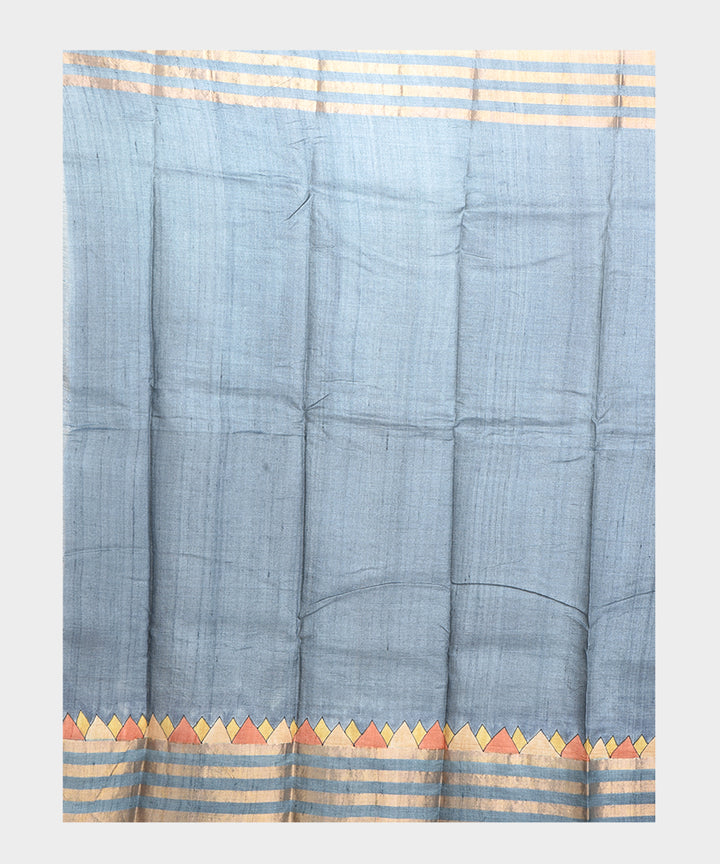 Brown hand painted kalamkari tussar silk saree