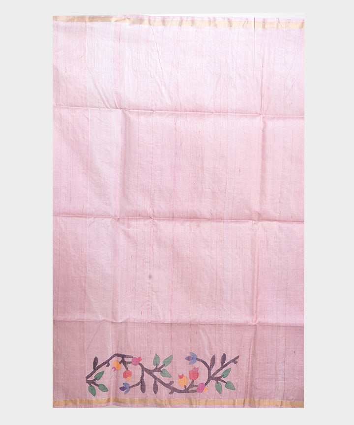 Mauve handwoven jamdani tussar silk saree