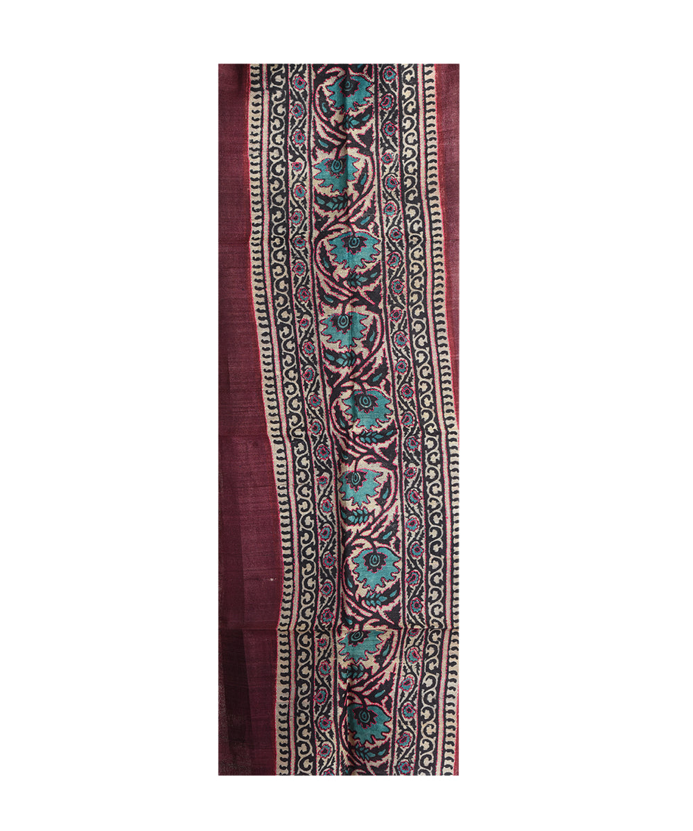 Brown handwoven tussar silk kurta material