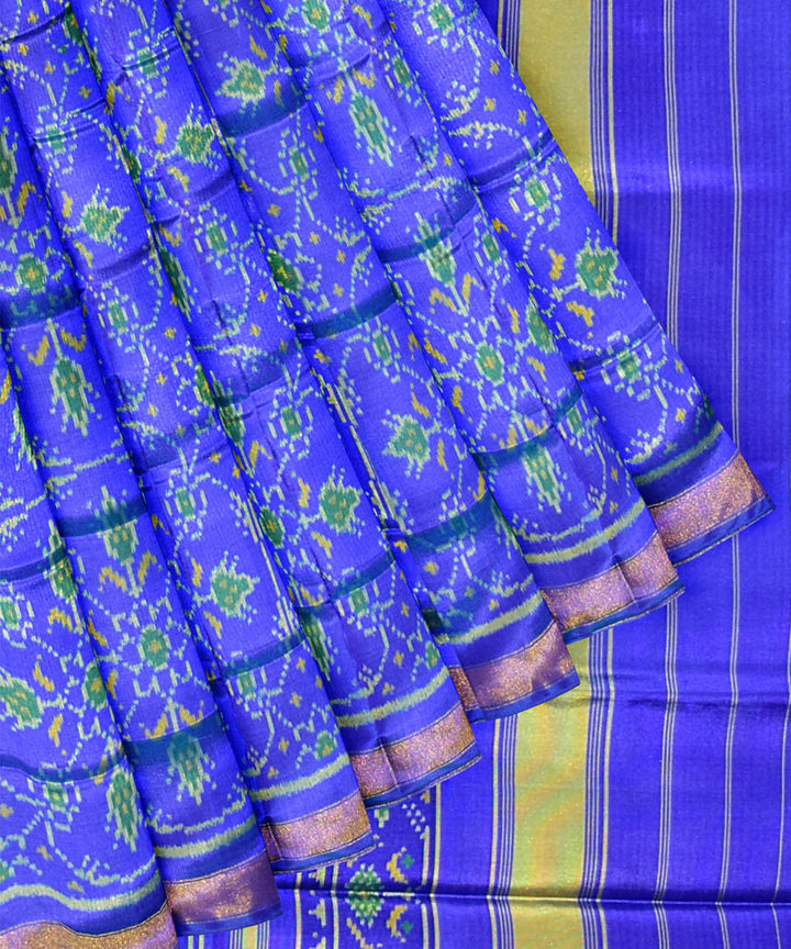 Sky blue silk handwoven patola saree