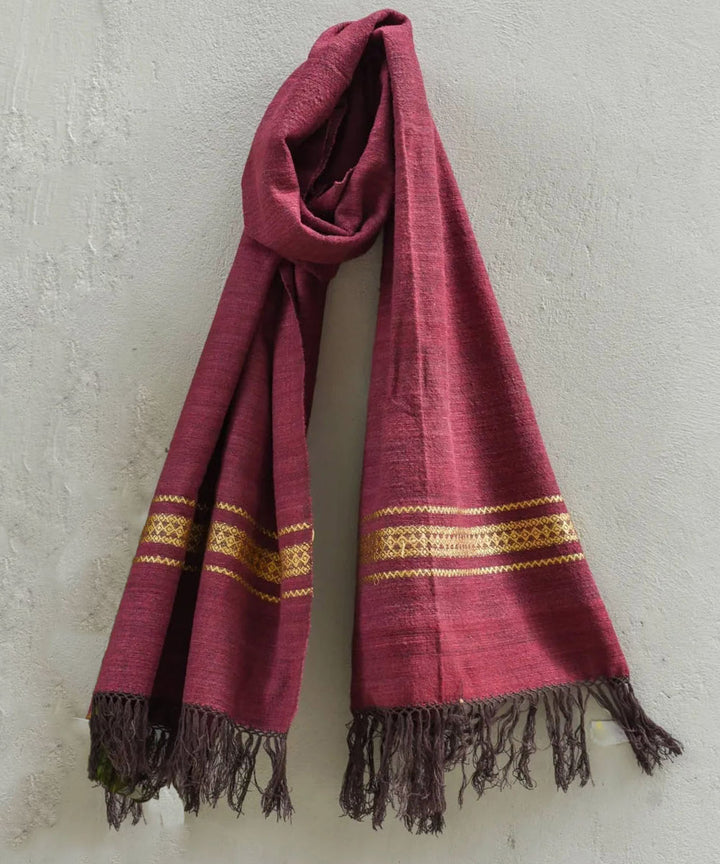 Burgundy handwoven cotton assam stole