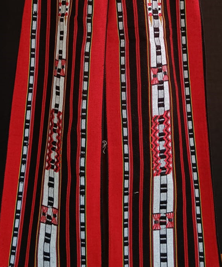 Black red striped loin loom acrylic wool nagaland handwoven muffler