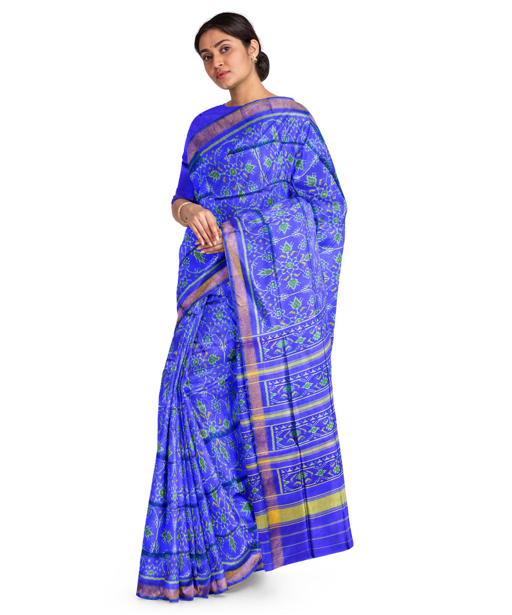 Sky blue silk handwoven patola saree