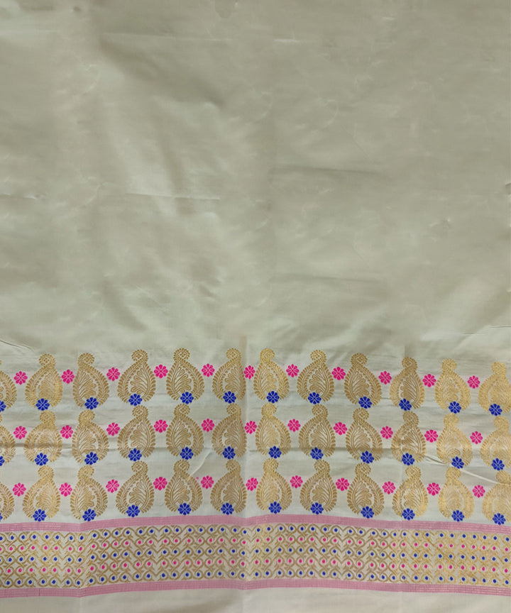 Beige multicolor tussar silk handloom assam mekhela chador
