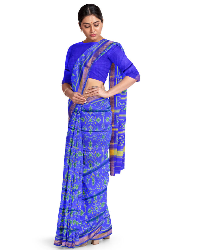 Sky blue silk handwoven patola saree