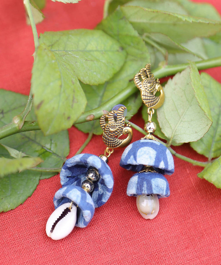 Indigo peacock earrings