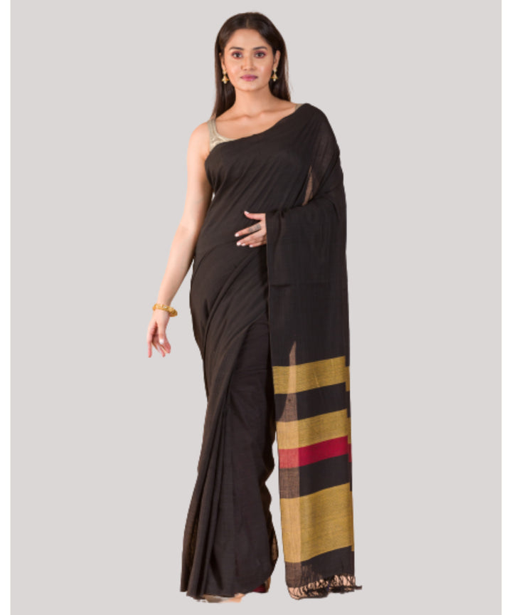 Black mustard handwoven bengal cotton saree