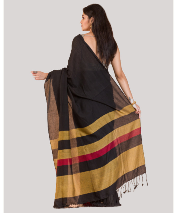 Black mustard handwoven bengal cotton saree