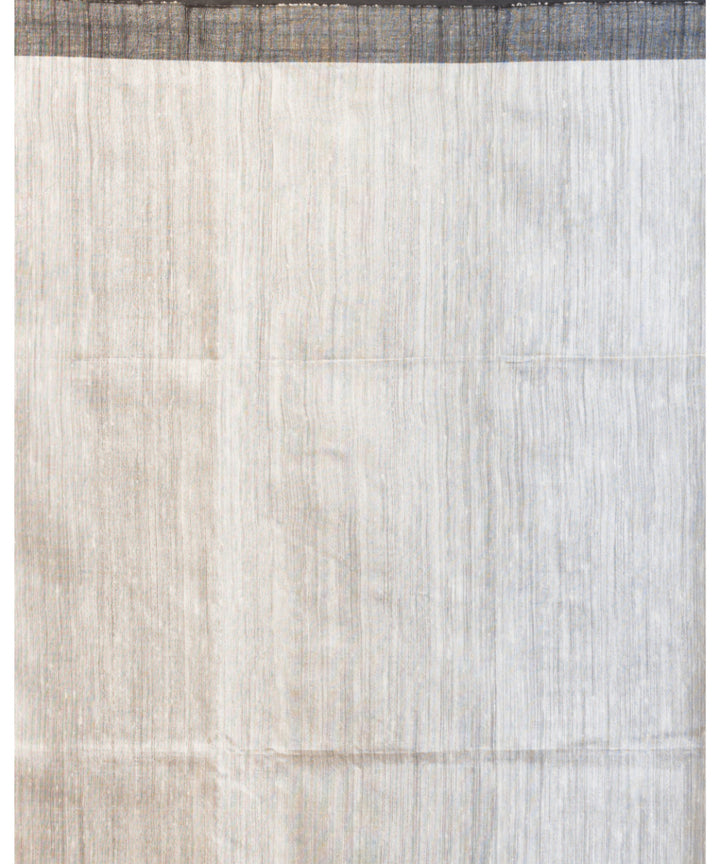 Off white black handwoven bengal matka silk jamdani saree