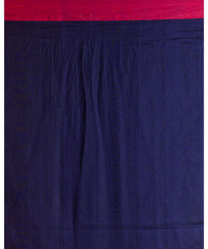 Dark blue and red handwoven bengal cotton jamdani saree
