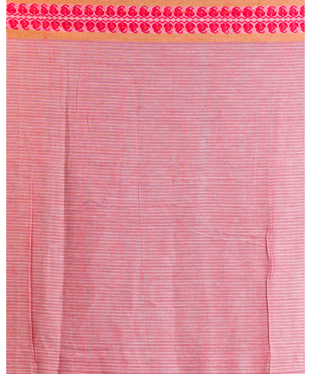 Grey and red handwoven bengal cotton saree