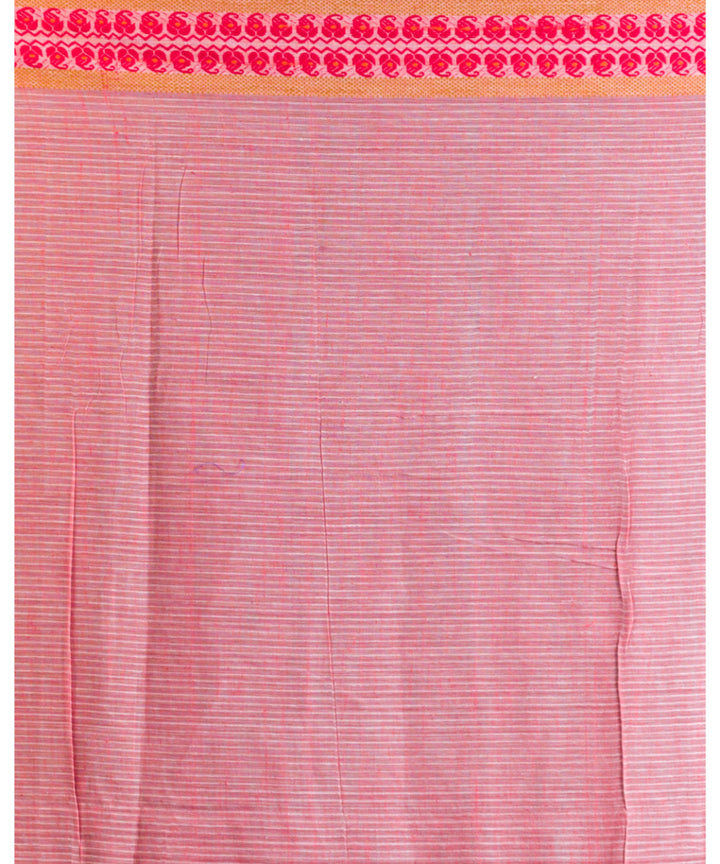 Grey and red handwoven bengal cotton saree