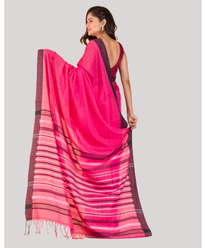 Rani pink handwoven bengal cotton saree