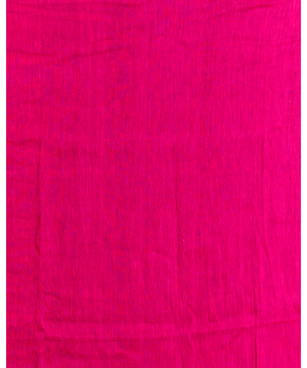 Bright rani pink handwoven bengal cotton and linen saree