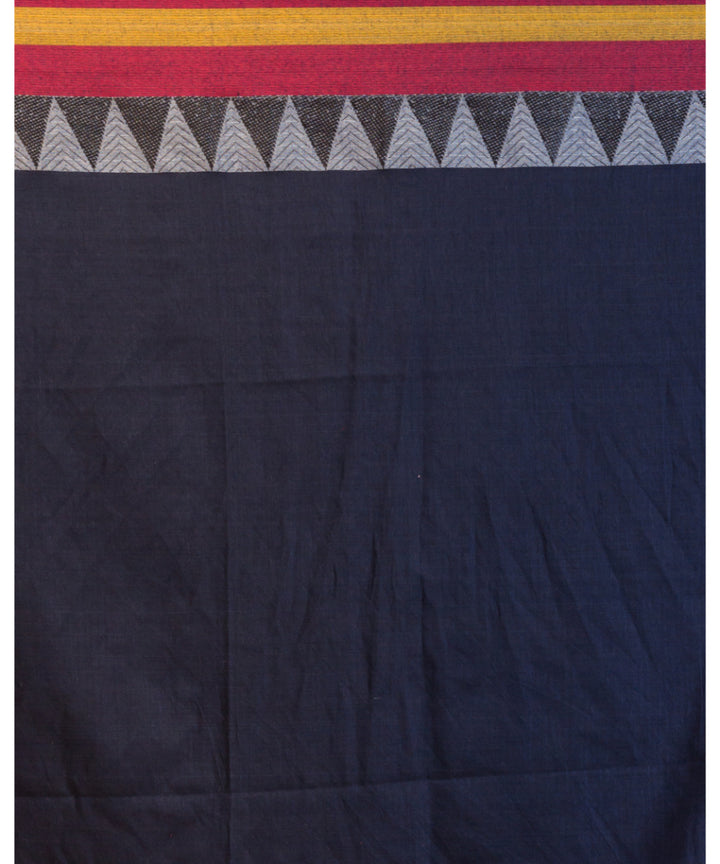 Navy blue red handwoven bengal cotton begumpuri saree