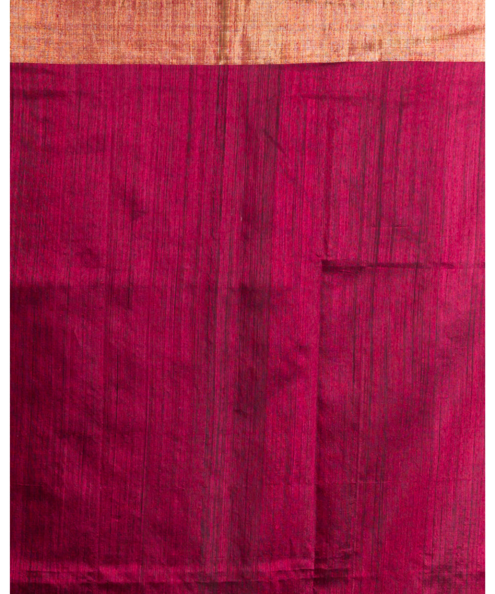 Black maroon half and half handwoven bengal matka silk saree