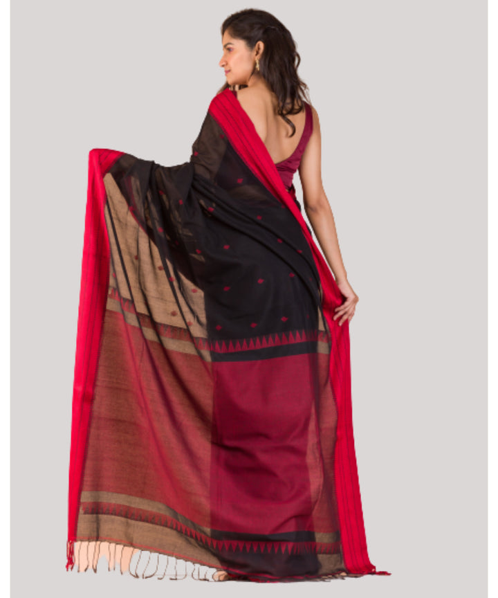Black and red handloom bengal cotton saree