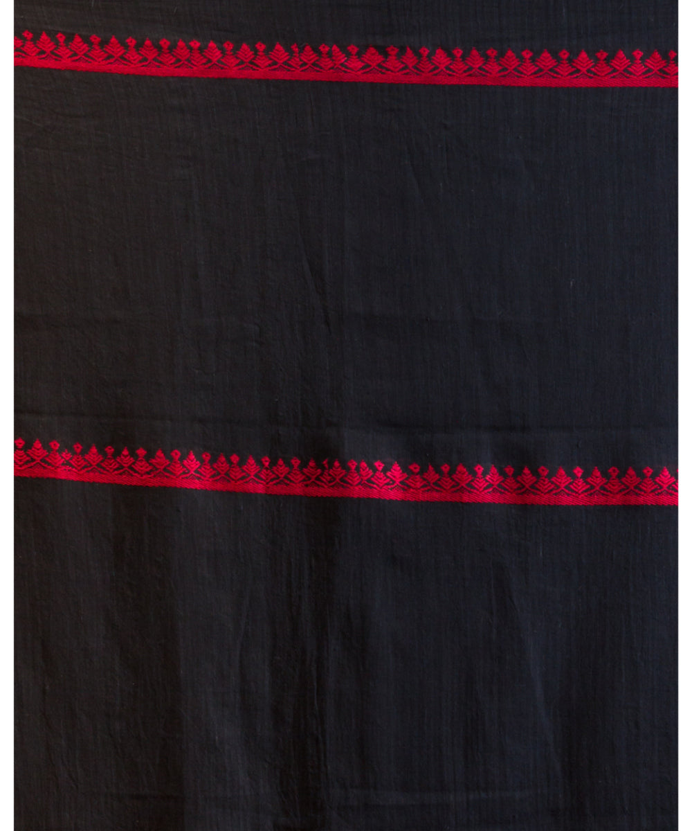 Black red handwoven bengal cotton saree