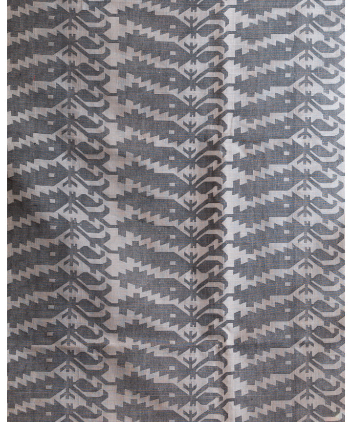 Beige black handwoven bengal silk jamdani saree