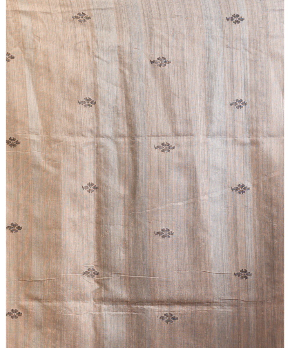 Beige black handwoven bengal silk jamdani saree