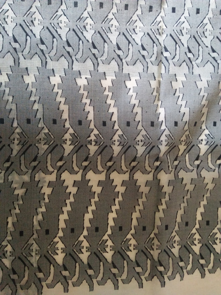 Beige black handwoven bengal silk jamdani saree