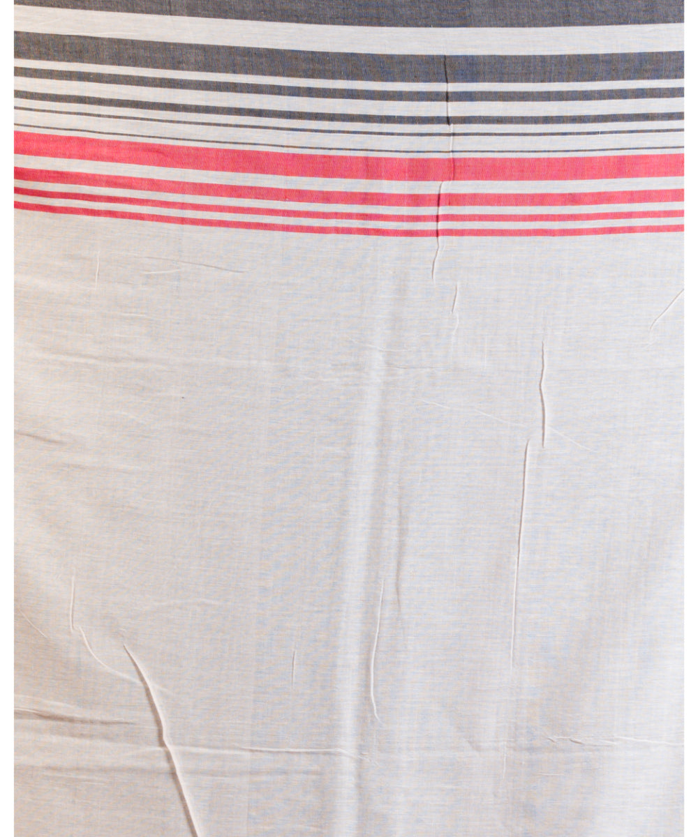 White red black handwoven bengal cotton saree