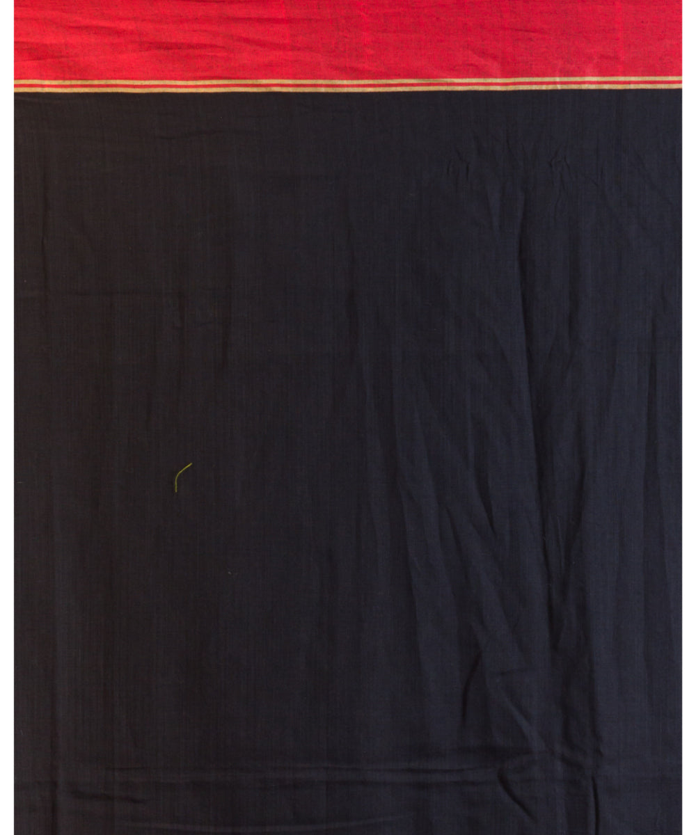 Black red handwoven bengal cotton jamdani saree