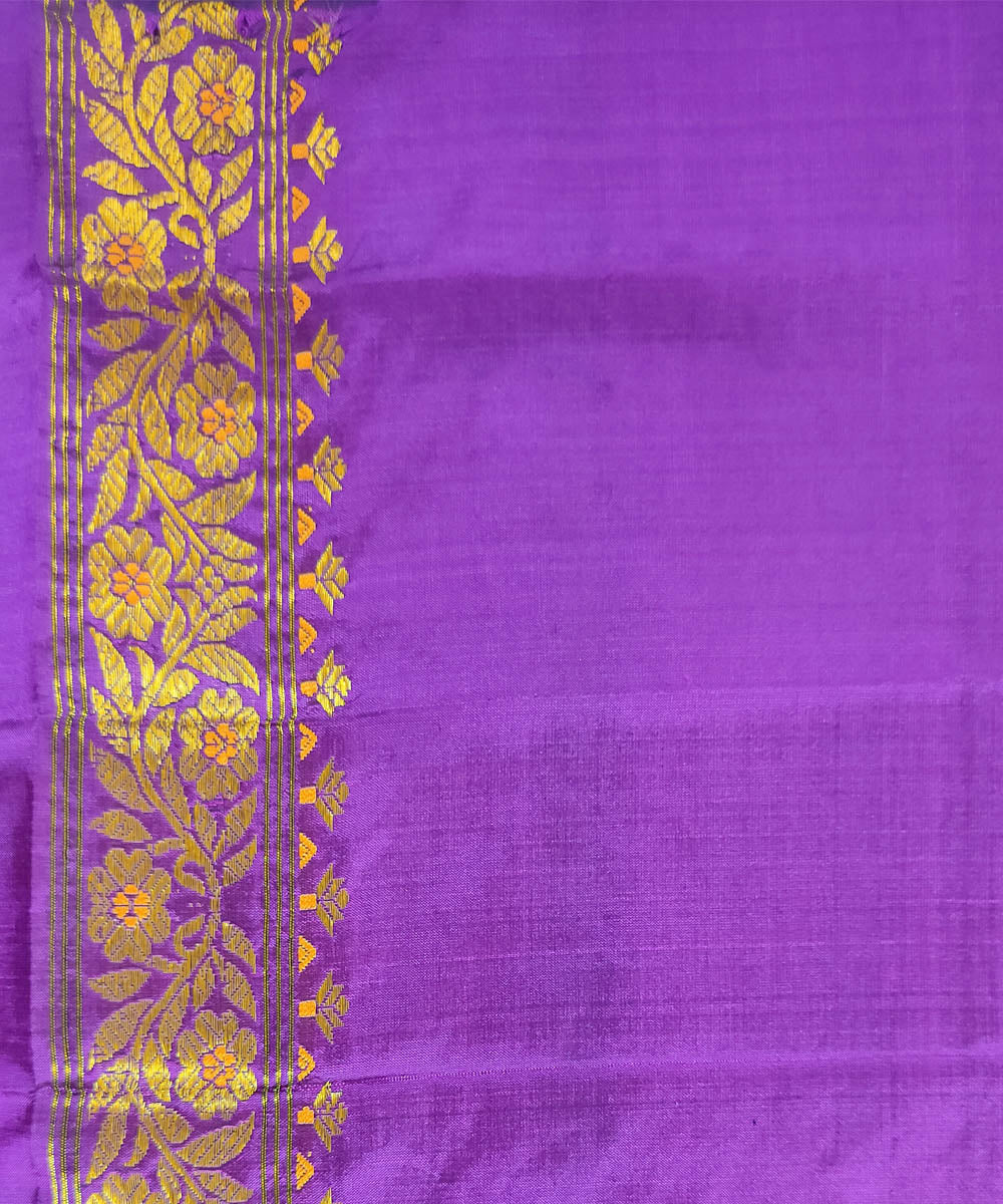 Purple golden mulberry silk handwoven assam mekhela chador