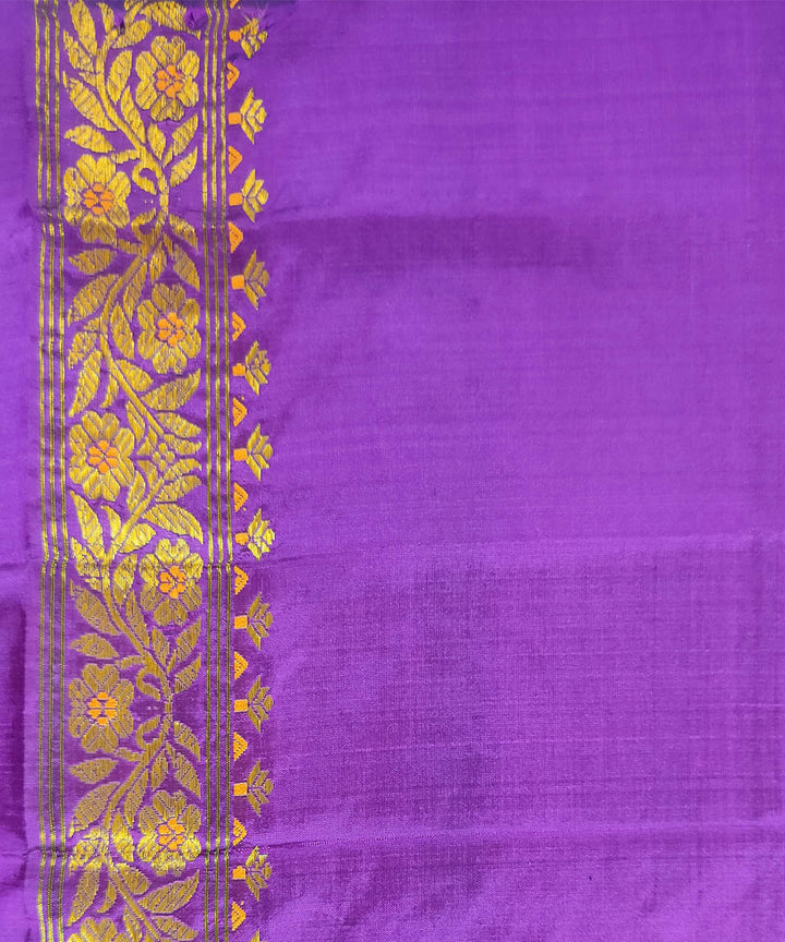 Purple golden mulberry silk handwoven assam mekhela chador