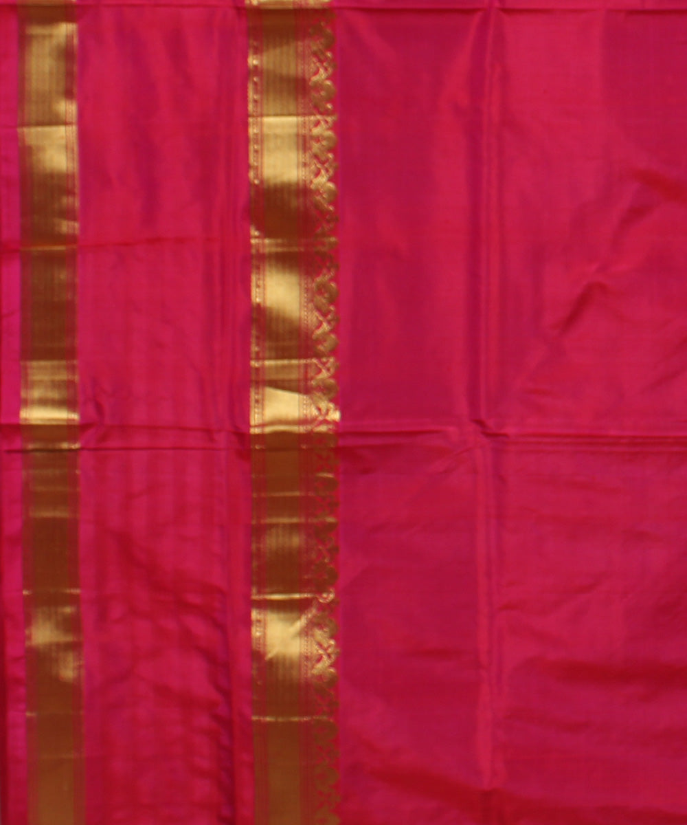 Green pink handwoven karnataka silk saree