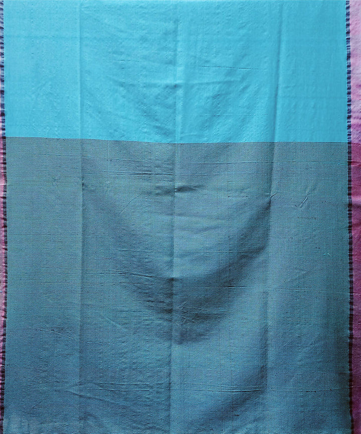 Light blue handwoven extra weft cotton silk Saree