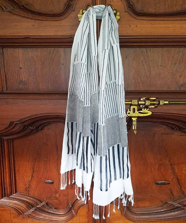 Offwhite handblock printed stripe sico stole