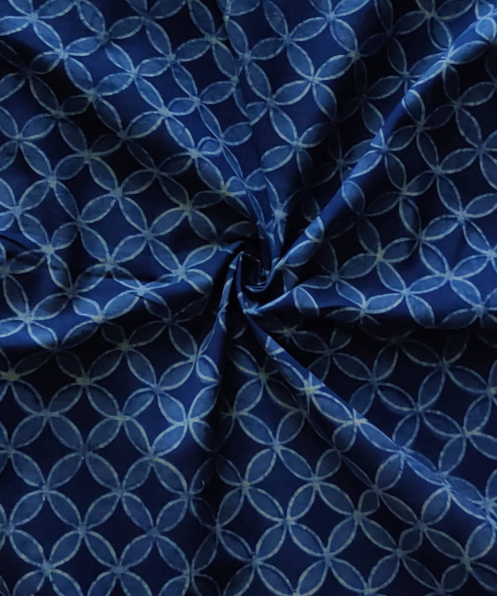 2.5m Blue natural dye dabu print handspun cotton fabric