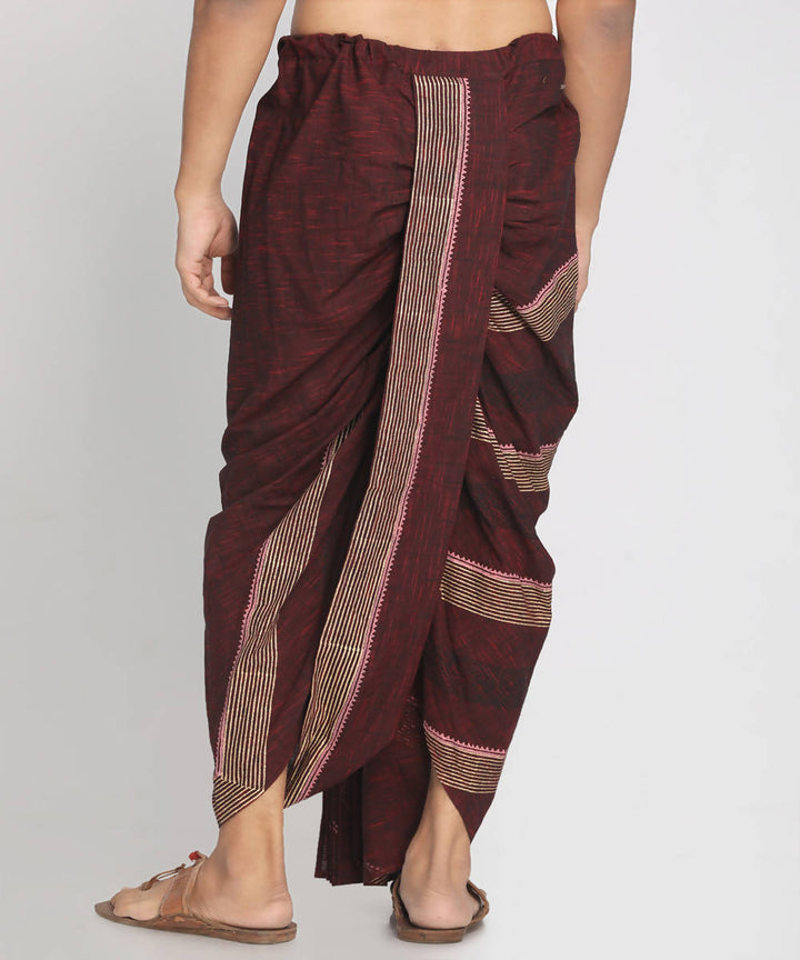 Maroon cotton handblock printed ready to wear stitched dhoti