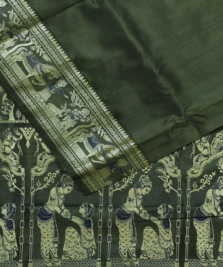 Malachitre green handwoven silk baluchari saree