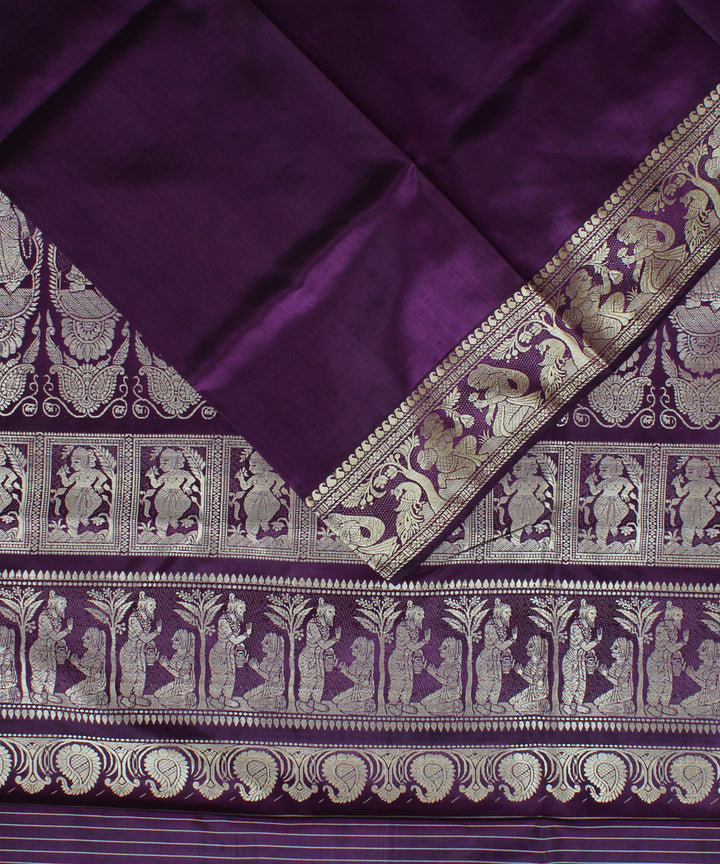 Violet handwoven silk baluchari saree