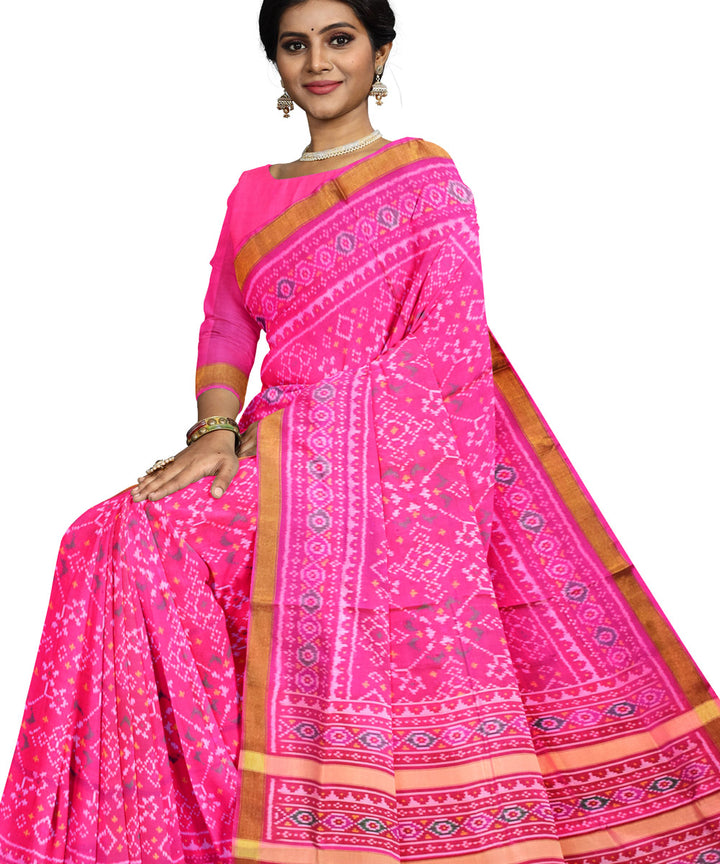 Pink silk handwoven patola saree