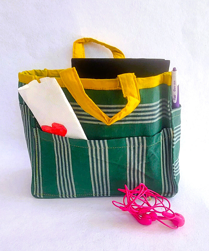 Green yellow handcrafted cotton bag