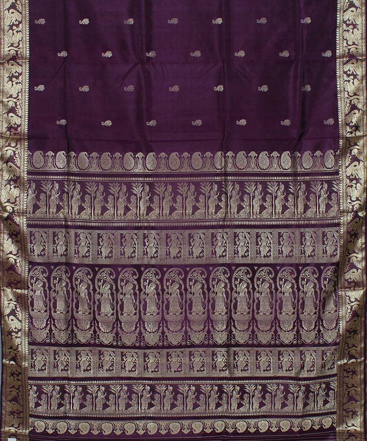 Violet handwoven silk baluchari saree