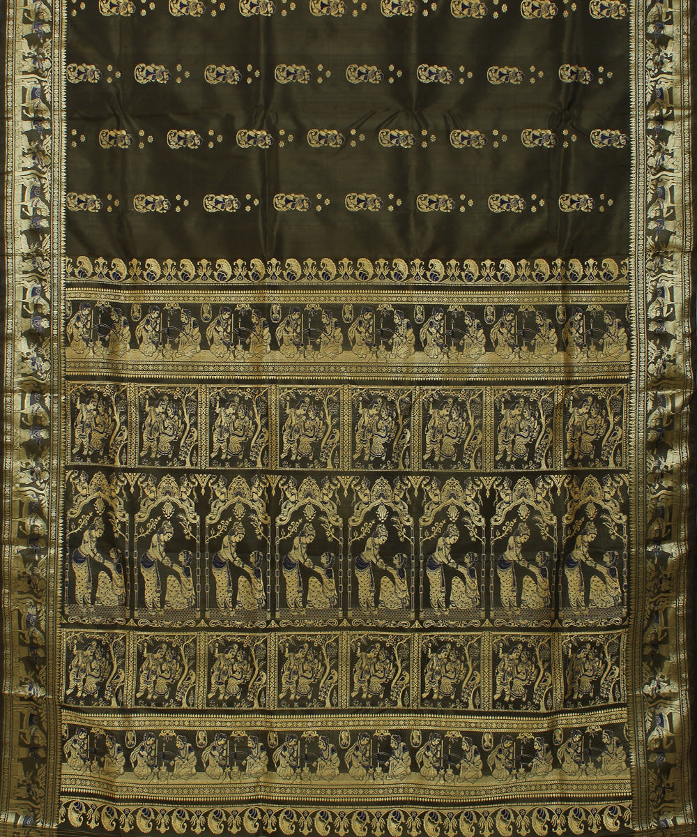 Malachitre green handwoven silk baluchari saree