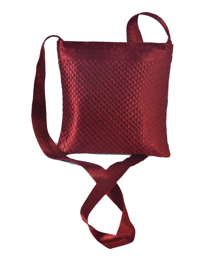 Maroon hand embroidered mashroo cross body bag