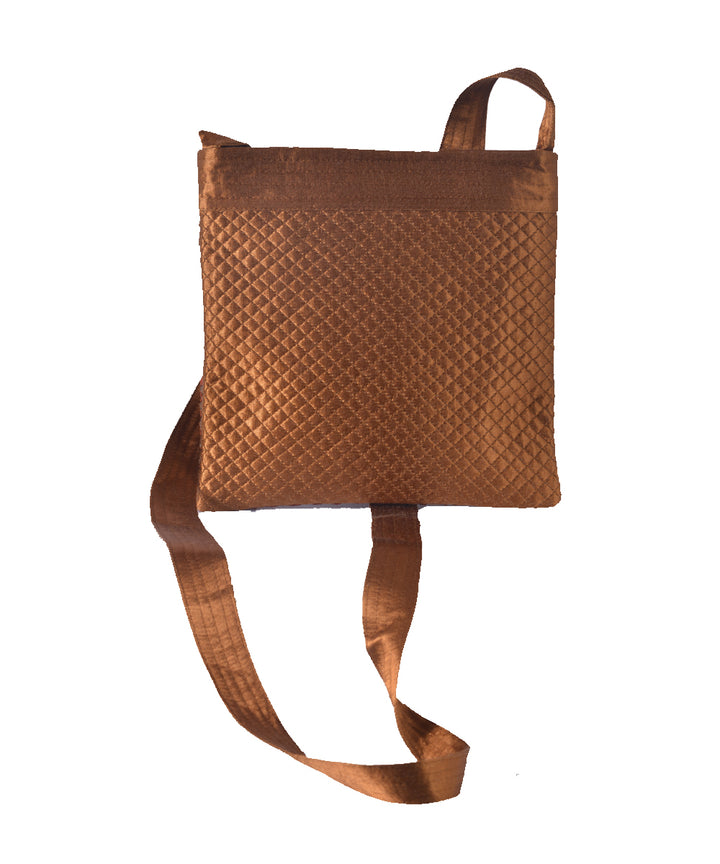 Rust multi color kutchy hand embroidery mashroo cross body bag